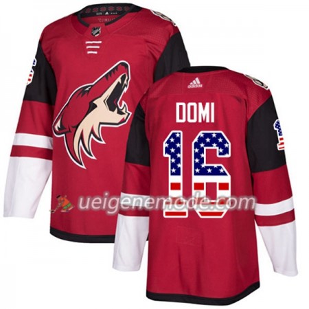 Herren Eishockey Arizona Coyotes Trikot Max Domi 16 Adidas 2017-2018 Rot USA Flag Fashion Authentic
